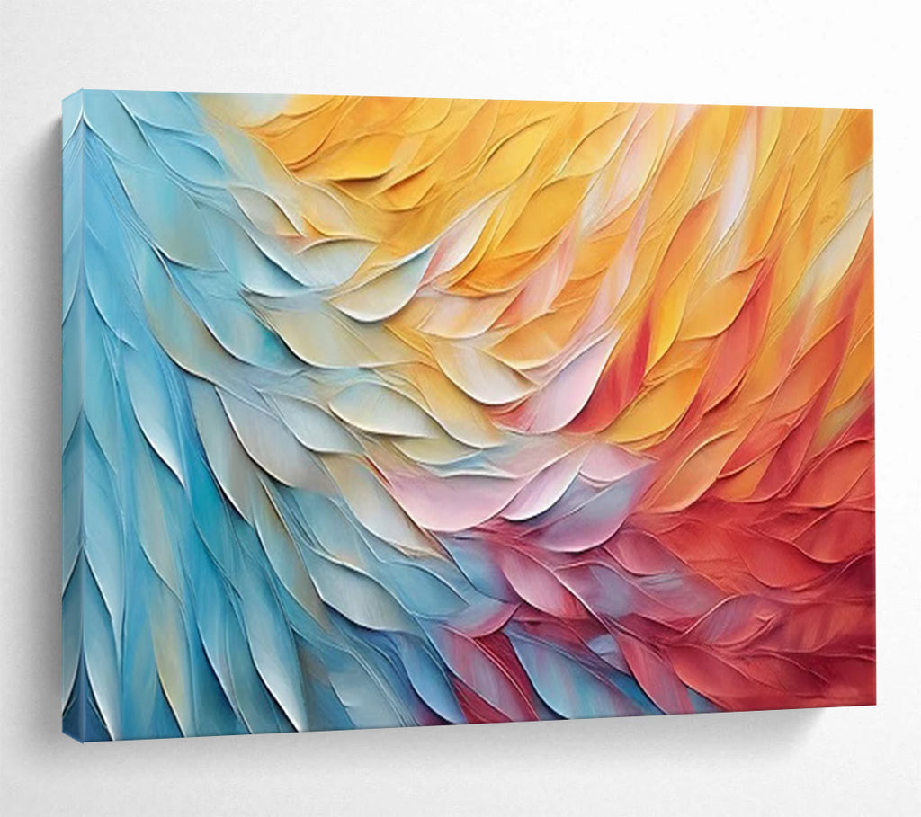 “Color - Blended Feather Waves” - Textured Abstract Painting On Canvas PT201
