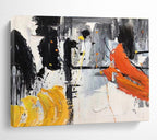 “Bold Black, Yellow, and Orange” Abstract Painting On Canvas DKS187