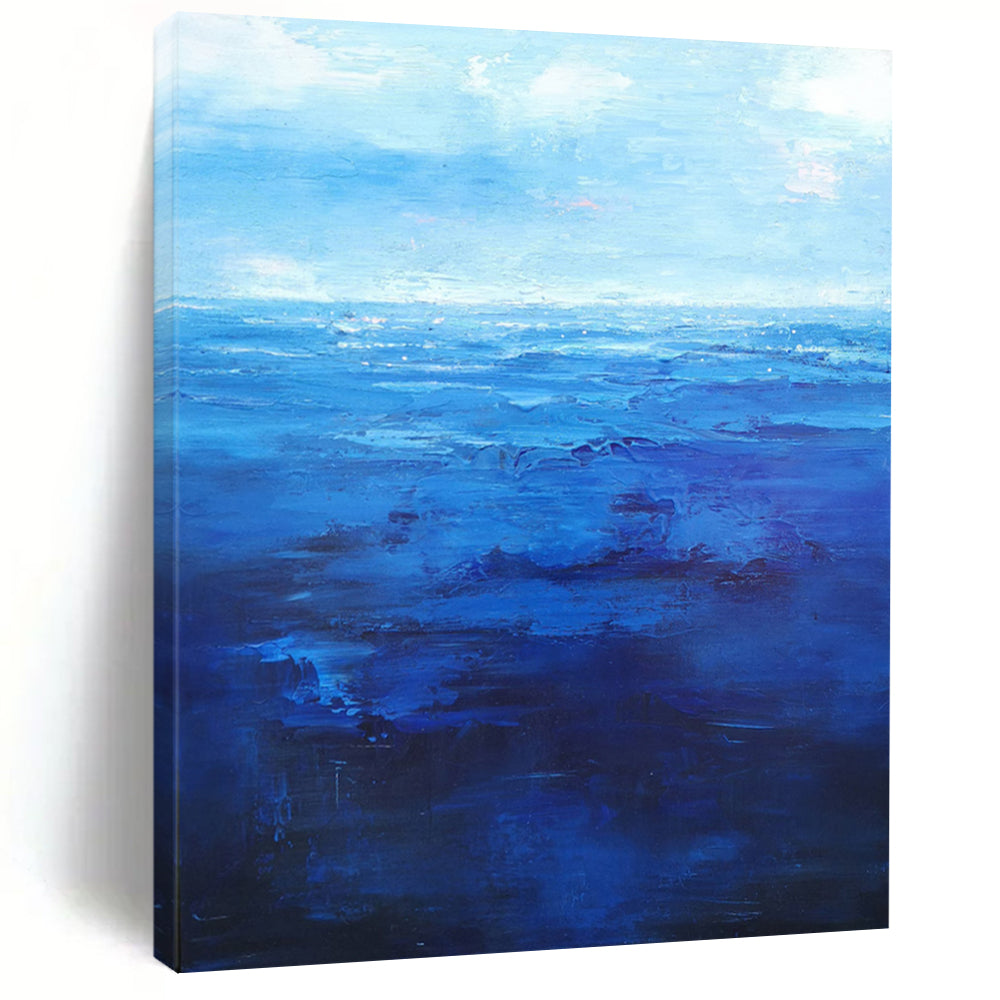 “Deep Blue Sea Abstraction” - Expressive Ocean Painting On Canvas DS345
