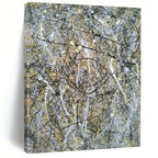 Sprawling Gray - Yellow Splatters, "Chaotic Harmony" – Action - Style Abstract On Canvas PS0905