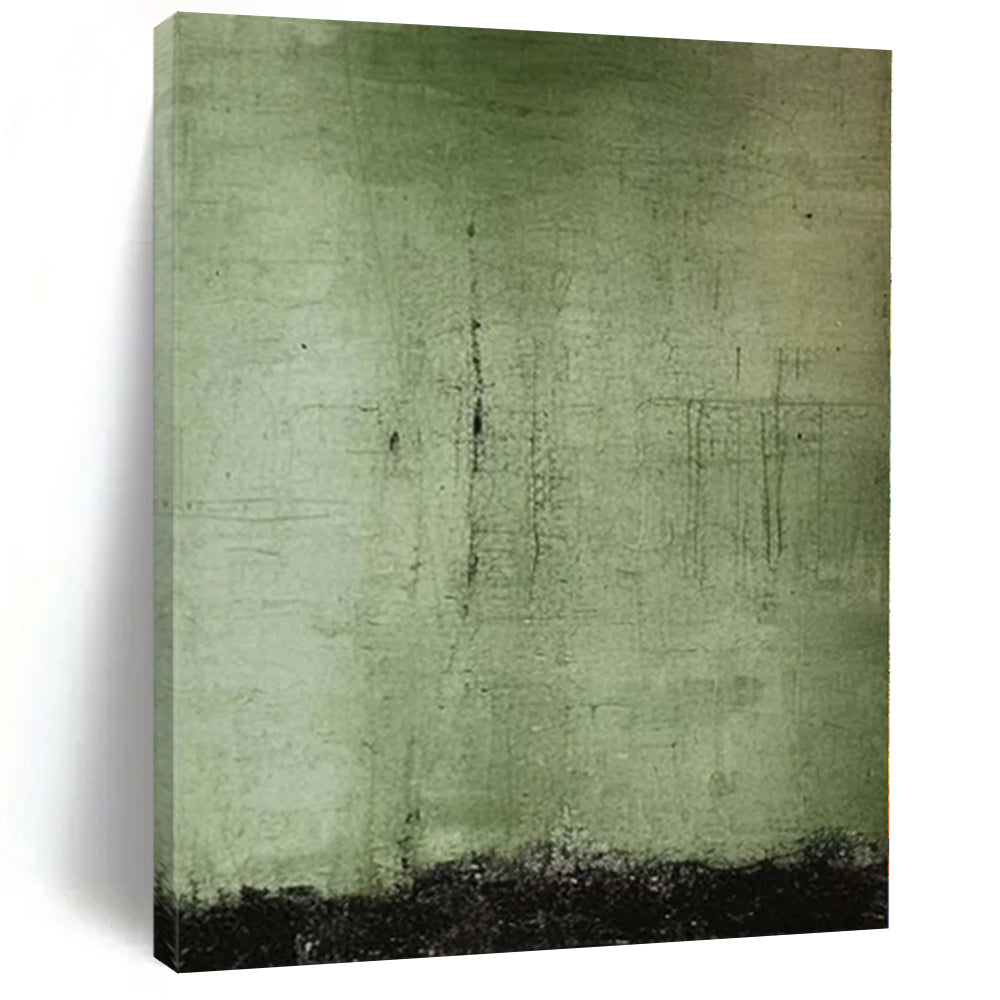“Green - Black Textured Abstract” - Earthy Abstract Painting On Canvas PS0154