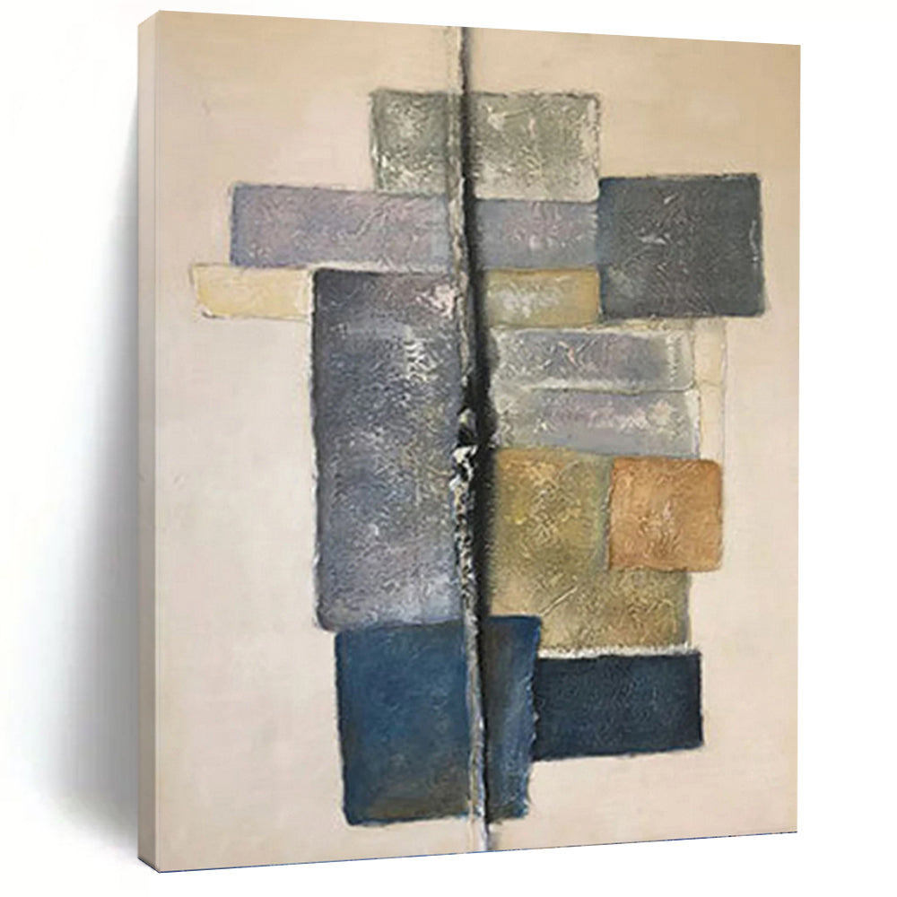 “Geometric Neutral Abstraction” - Geometric Abstract Painting On Canvas PT1051