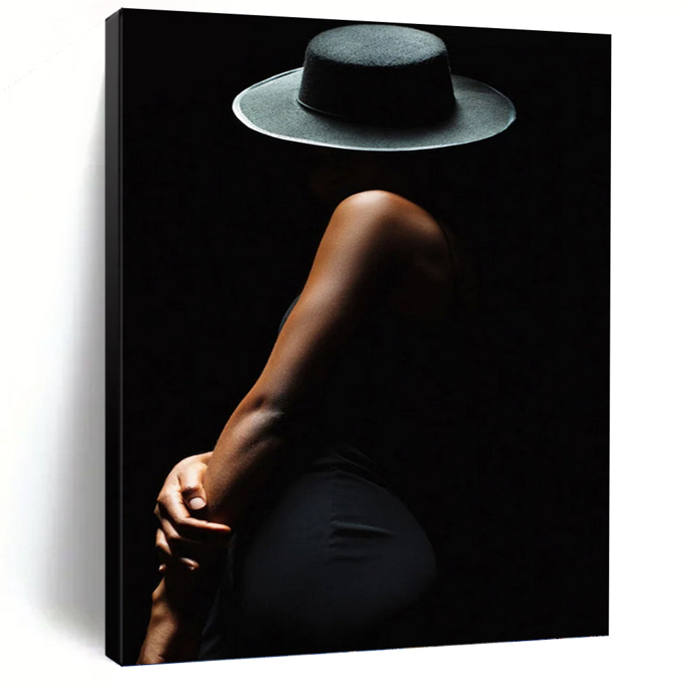 “Black Silhouette Lady” - Monochrome, Mysterious - Themed Painting On Canvas PT1606