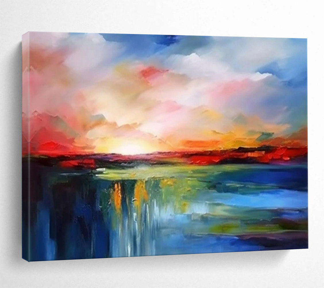 “Vibrant Waterfall Horizon” - Oil Painting, Landscape PT1596