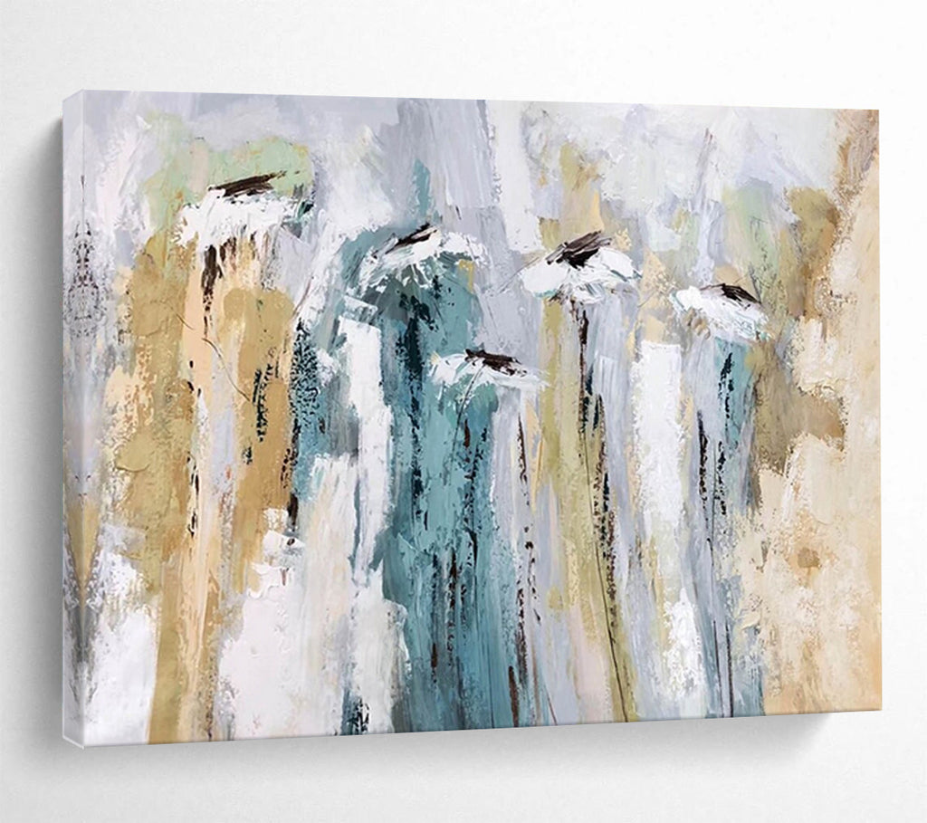 “Soft Color Abstract Florals” - Gentle Abstract Painting On Canvas PT155