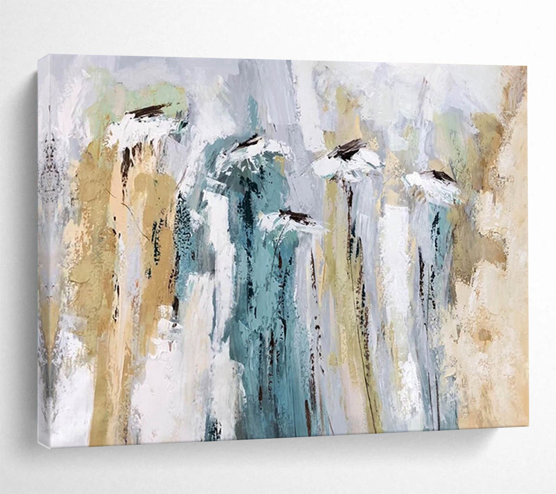 “Soft Color Abstract Florals” - Gentle Abstract Painting On Canvas PT155