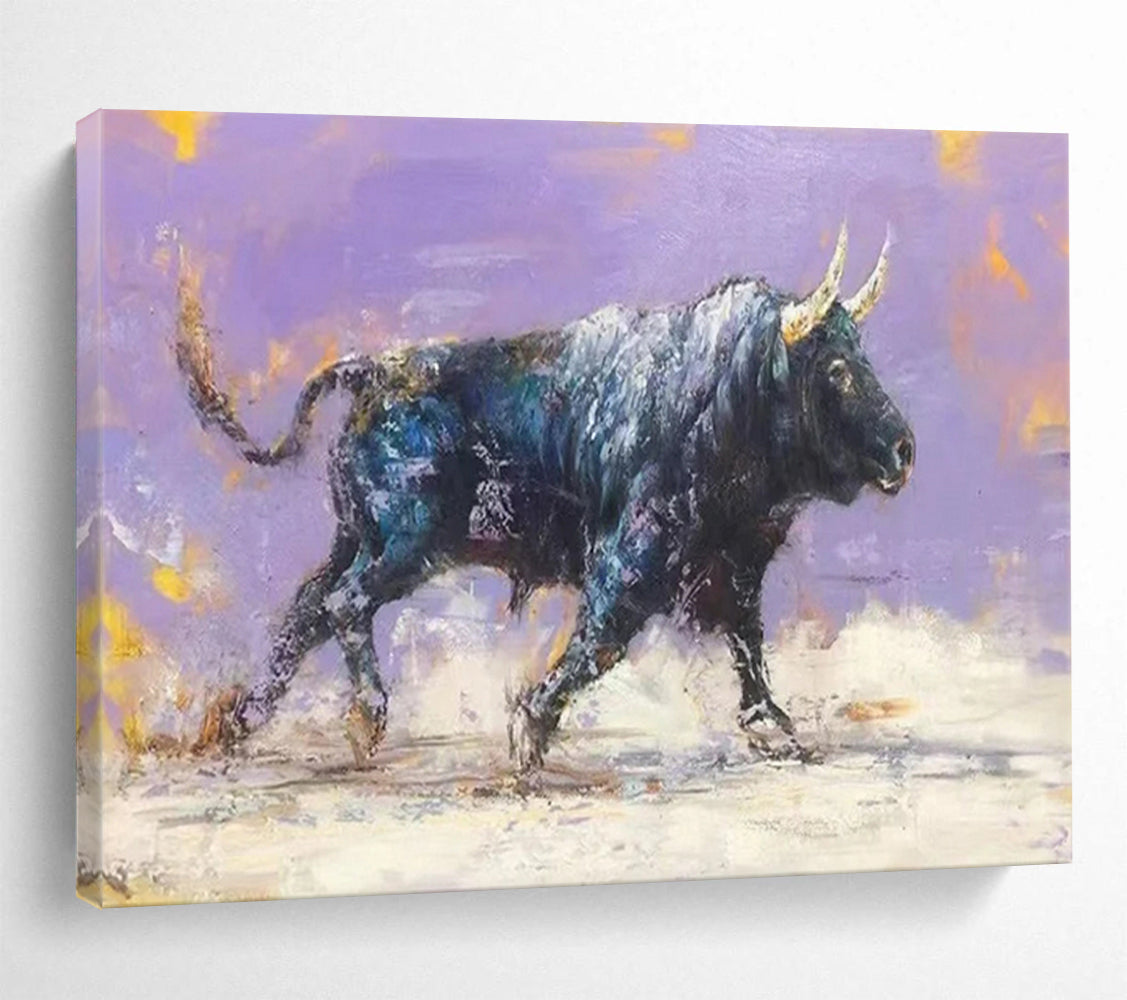 “Vibrant Bull Portrait” - Expressionist Animal - Painting On Canvas PT1741