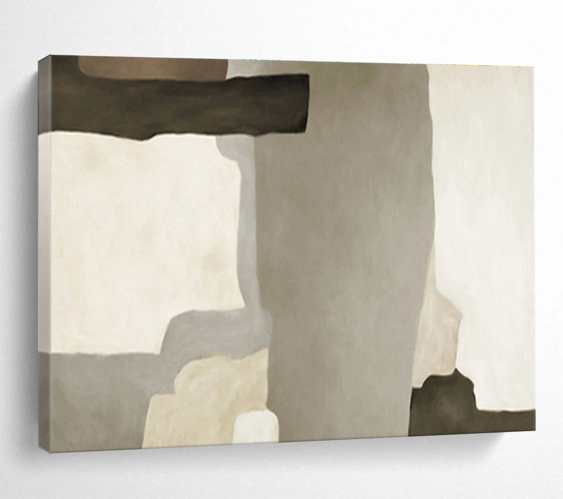 “Neutral Tones Abstract Shapes” - Minimalist Abstract Painting, Great for Modern Hallway & Study DKS607