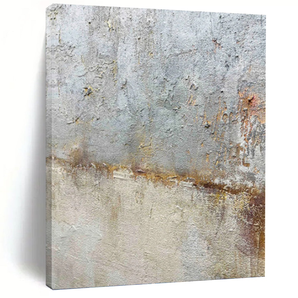 “Textured Gray and Rust Abstract” - Abstract, Industrial - Toned Painting On Canvas PT1508