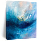 “Blue and Purple Abstract Wave” - Impressionist Abstract Painting On Canvas PT2250