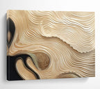 “Golden Wavy Textures on Black” - 3D - Like Abstract Painting On Canvas PT101