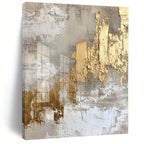 Gray, Gold, White with Textured Layers "Gilded Aura" Abstract Painting On Canvas PS1275