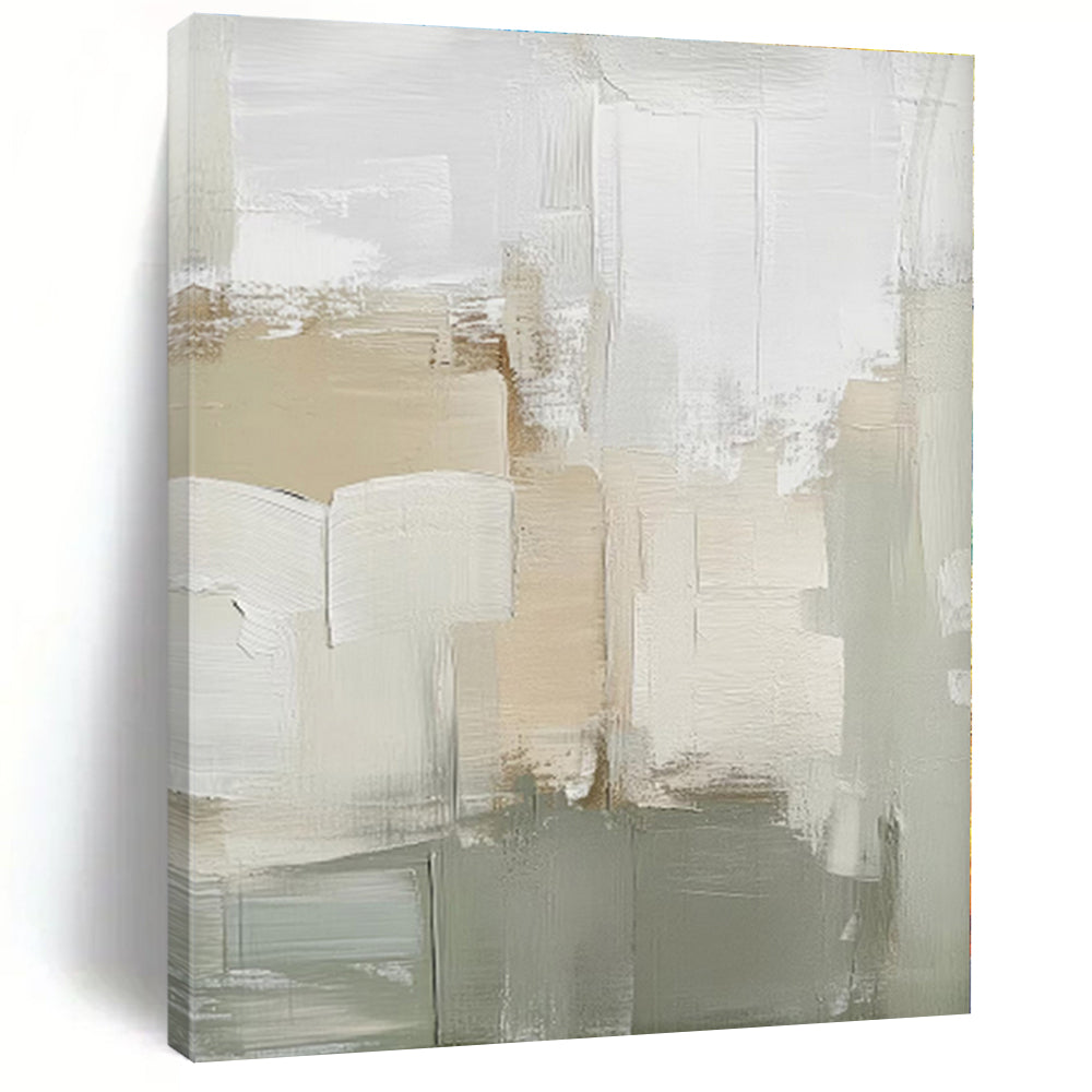 “Neutral Tones Abstract” - Beige, Gray, White Abstract Painting On Canvas PS0438