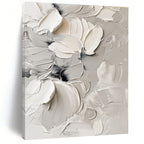 White, Gray, Black with Textured Flowers "Textured Blooms" Floral Painting On Canvas PS1289