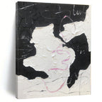 “Black - White Textured Abstraction” - Black, White, Pink Abstract Painting On Canvas PS0480