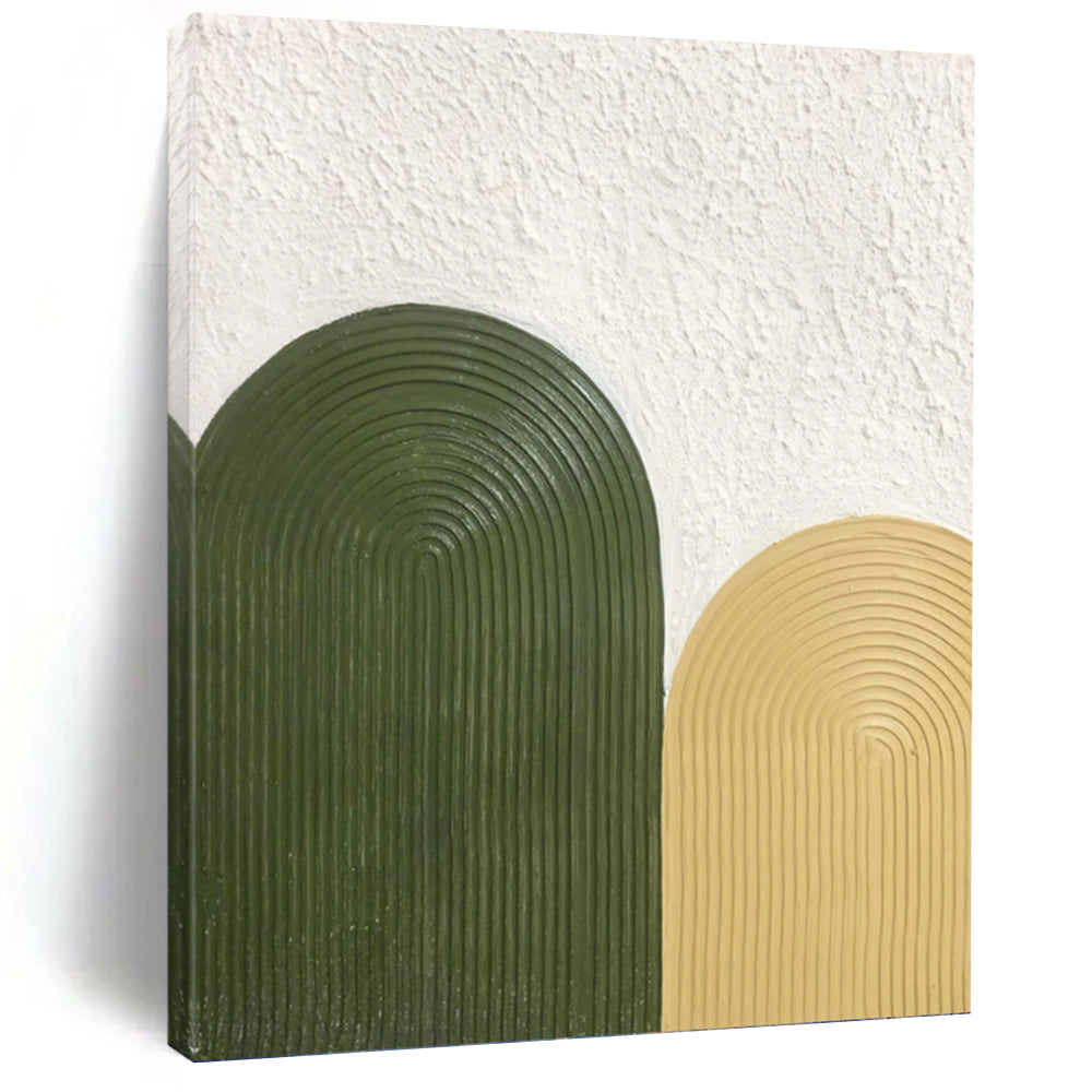 “Green - Yellow Arch Textures” - Minimalist Abstract Painting On Canvas PT1176