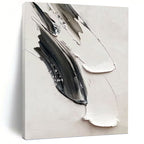 “Black and White Textured Strokes” - Abstract, Tactile - Styled Painting On Canvas PT1669