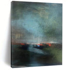 “Moody Abstract Landscape in Greens & Reds” - Abstract - Inspired Landscape Painting On Canvas PT1408