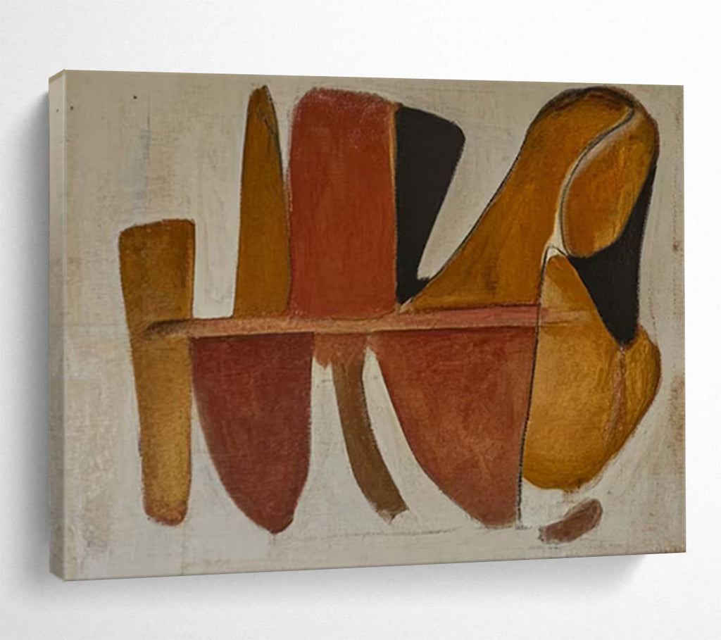 “Abstract Shapes in Earth Tones” - Minimalist Oil Painting on Canvas PT1492