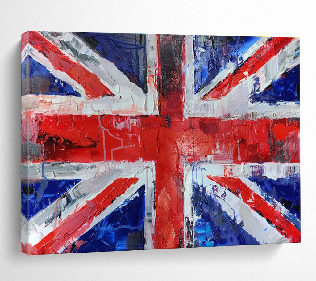 Textured Union Jack Flag Modern Pop - Art Painting On Canvas DKS120