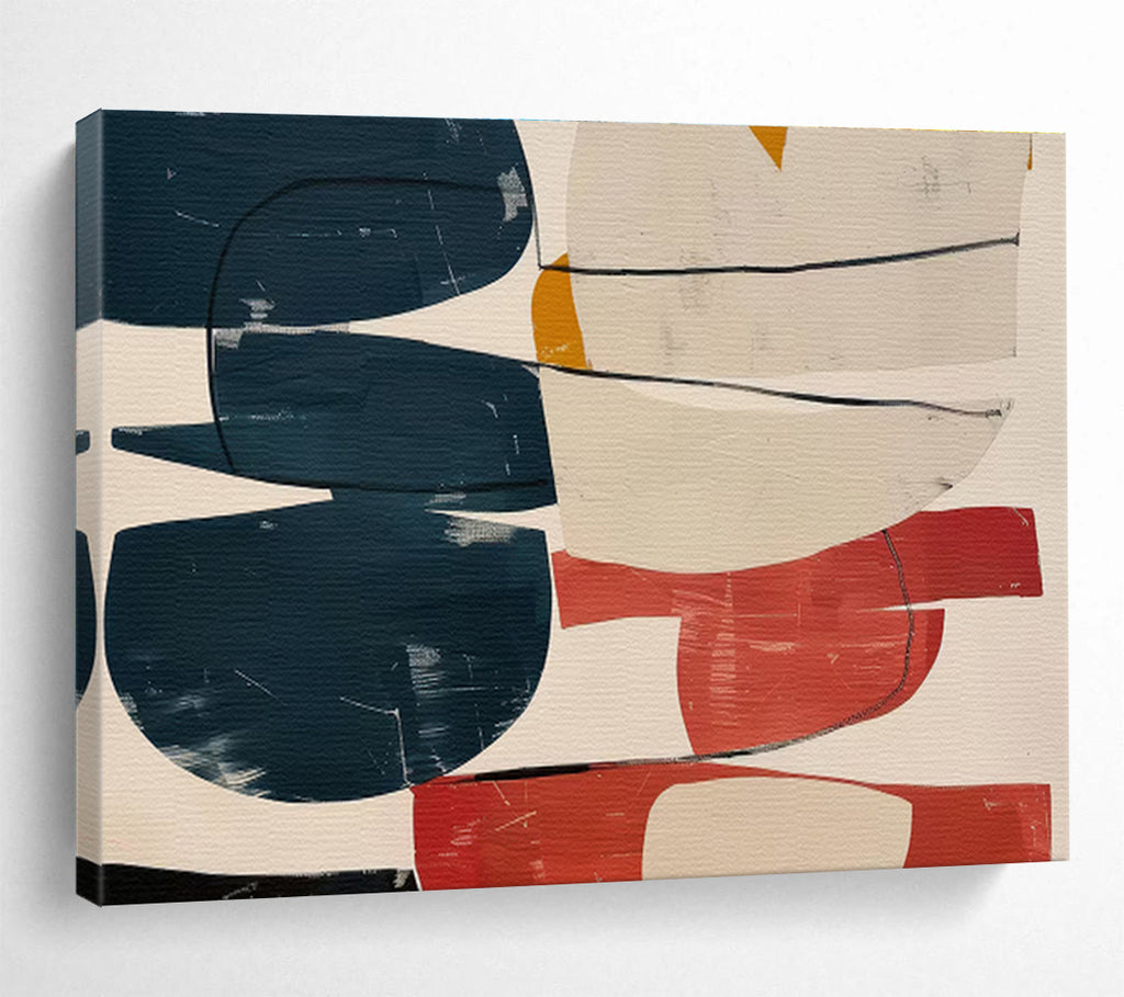 Color - Blocked Abstract Shapes Modernist Abstract Painting On Canvas DKS140