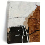 Brown, White and Black with Geometric Overlaps "Layered Geometry" Abstract Painting On Canvas PS1126