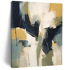 Blue, Yellow, White & Green Abstract Forms Painting On Canvas PS0831