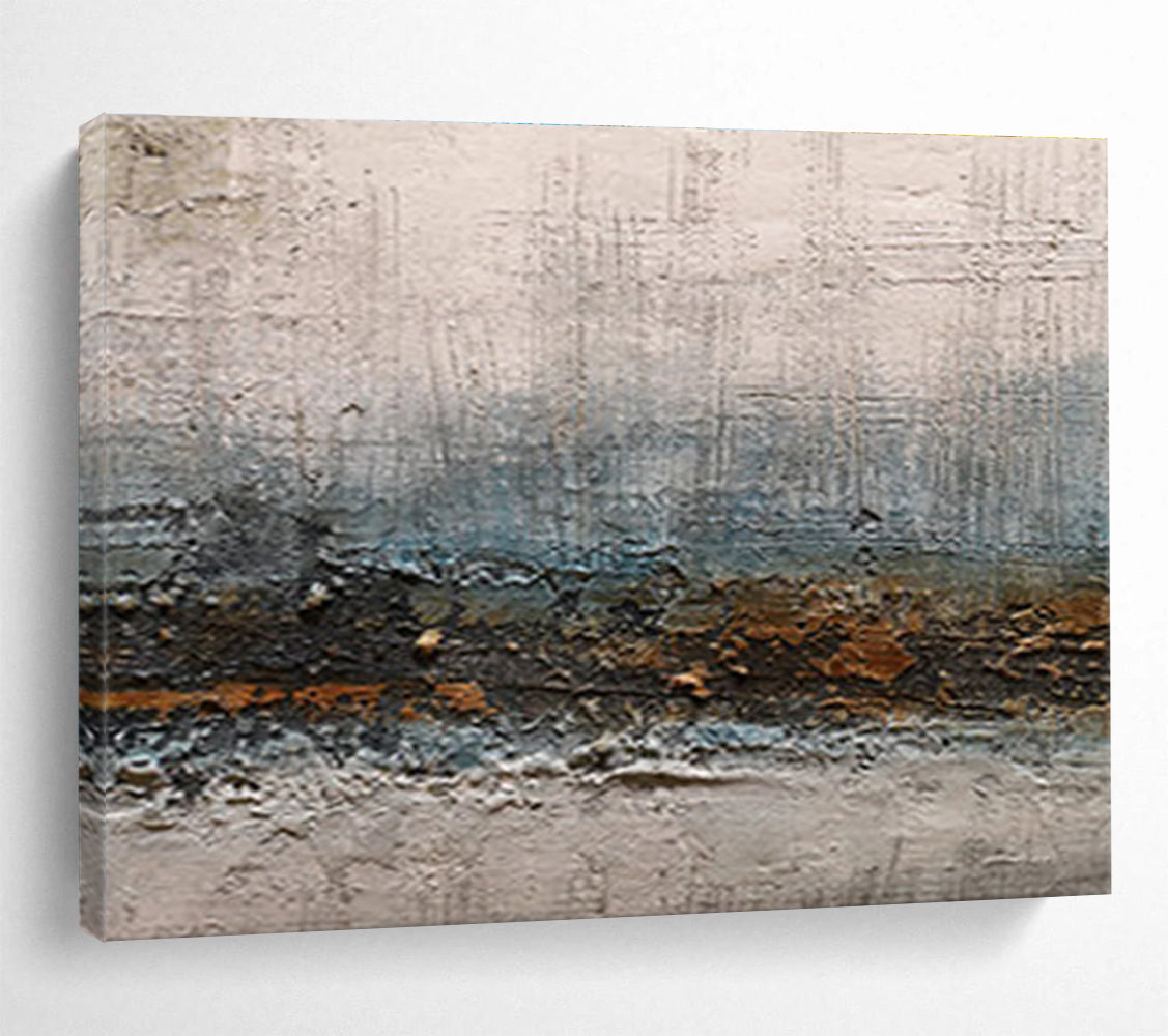 Textured Gray - Blue Abstract - Industrial - inspired Painting On Canvas DKS374