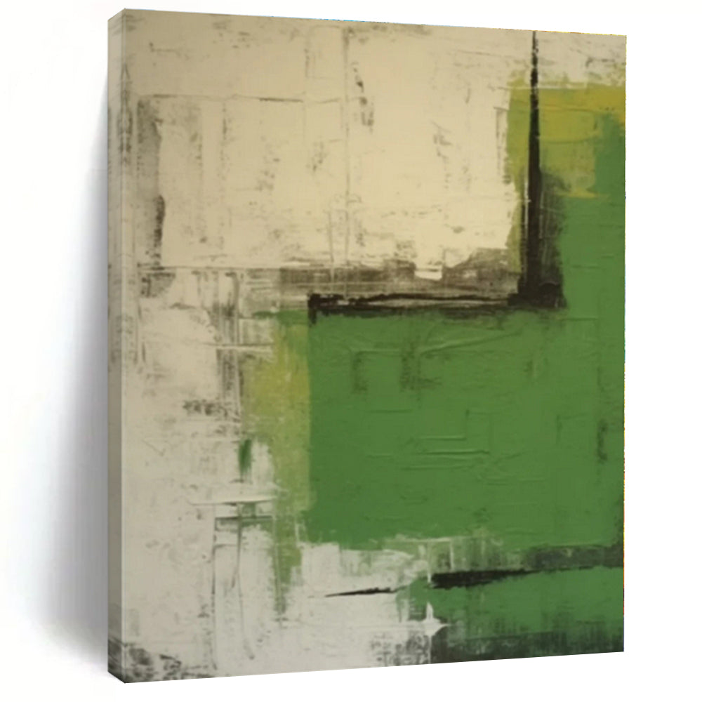 “Green - Gray - Black Abstract Boldness” - Green, Gray, Black Abstract Painting On Canvas PS0531