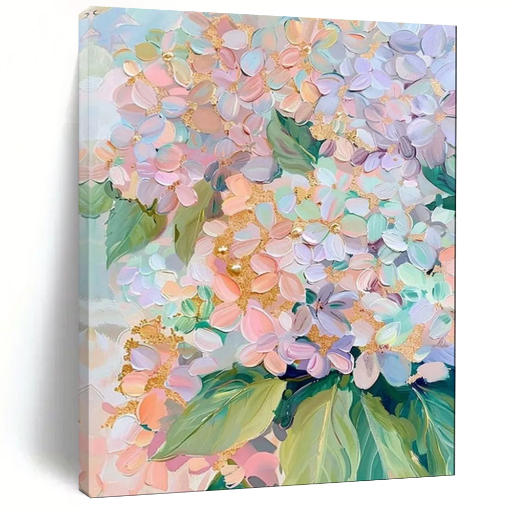 Pastel Hydrangea Burst, Abstract Floral, Bonnard - Inspired Softness, Painting On Canvas PT2111
