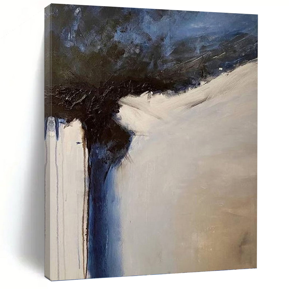 “Blue and White Abstract Flow” - Abstract, Blue - Accented Painting On Canvas PT1499