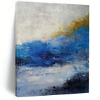 “Blue - Yellow Abstract Coastal Breeze” - Vivid Seascape Painting On Canvas PS0355