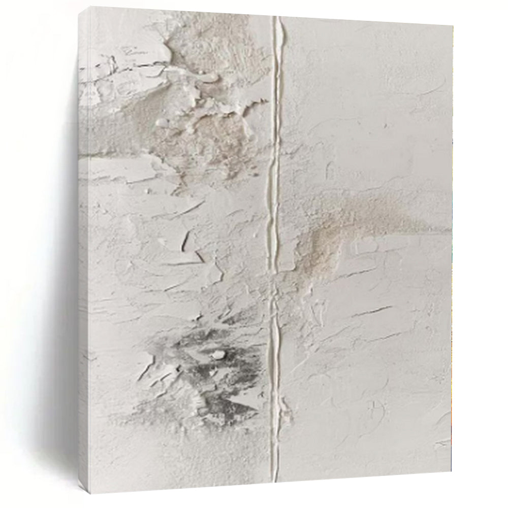 “White Textured Distressed” - Raw Abstract Painting On Canvas PS0149