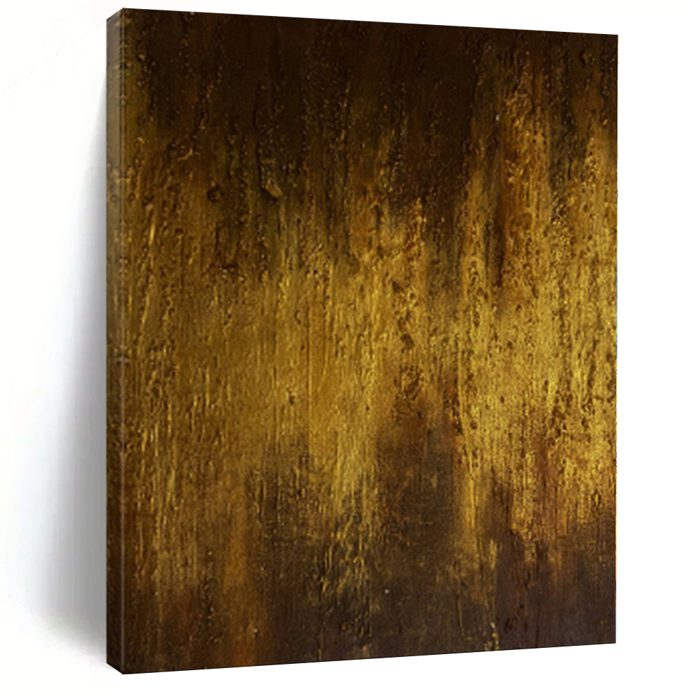 “Golden Abstract Depth” - Abstract Impasto Painting On Canvas PS0032