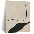 “Minimalist Black - White Curved Abstract” - Minimalist Abstract Painting On Canvas PS0264