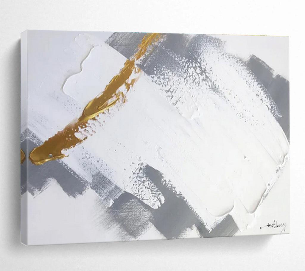 Gold Streak on Gray - Striking Abstract Painting On Canvas DKS317