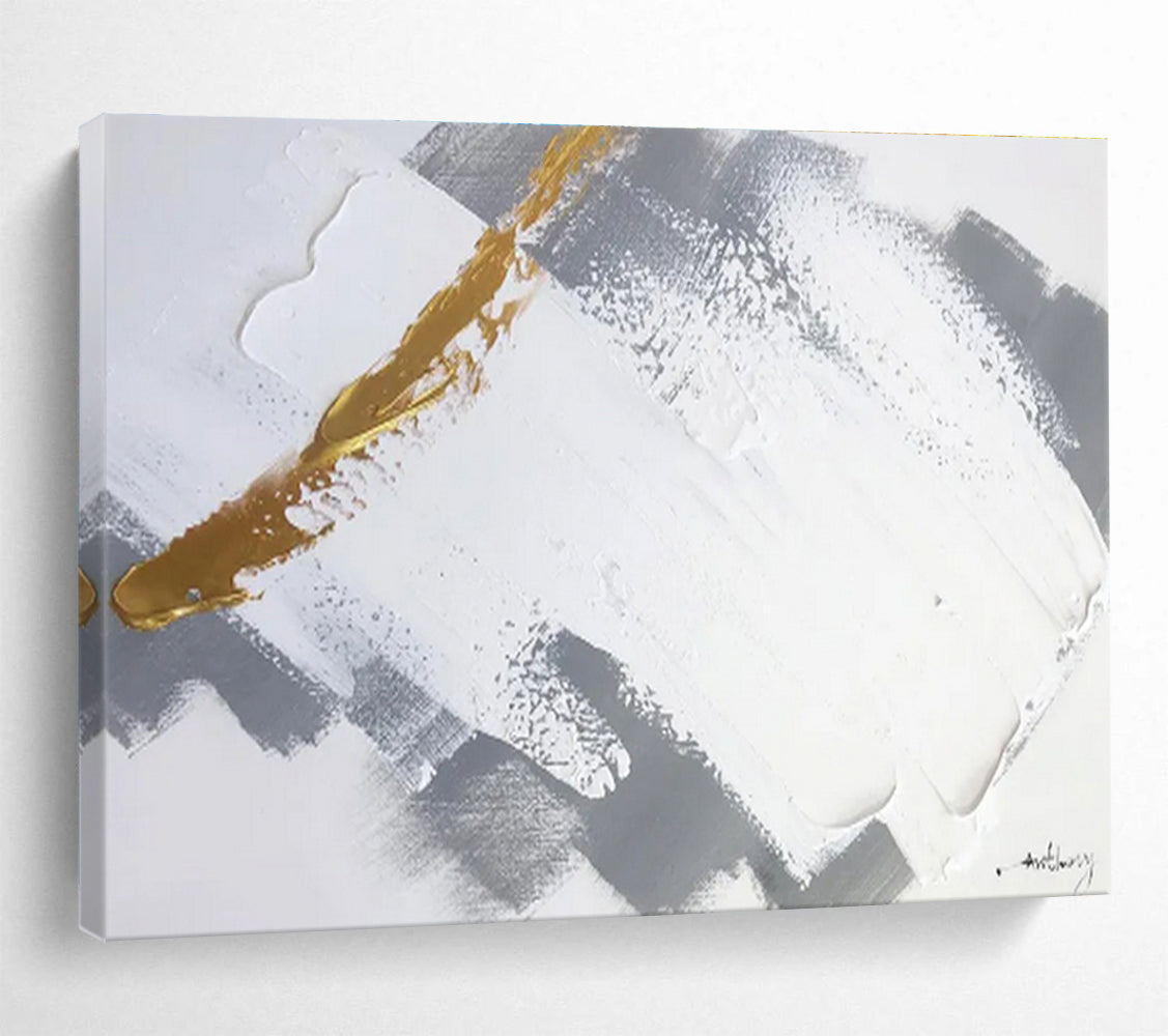 Gold Streak on Gray - Striking Abstract Painting On Canvas DKS317