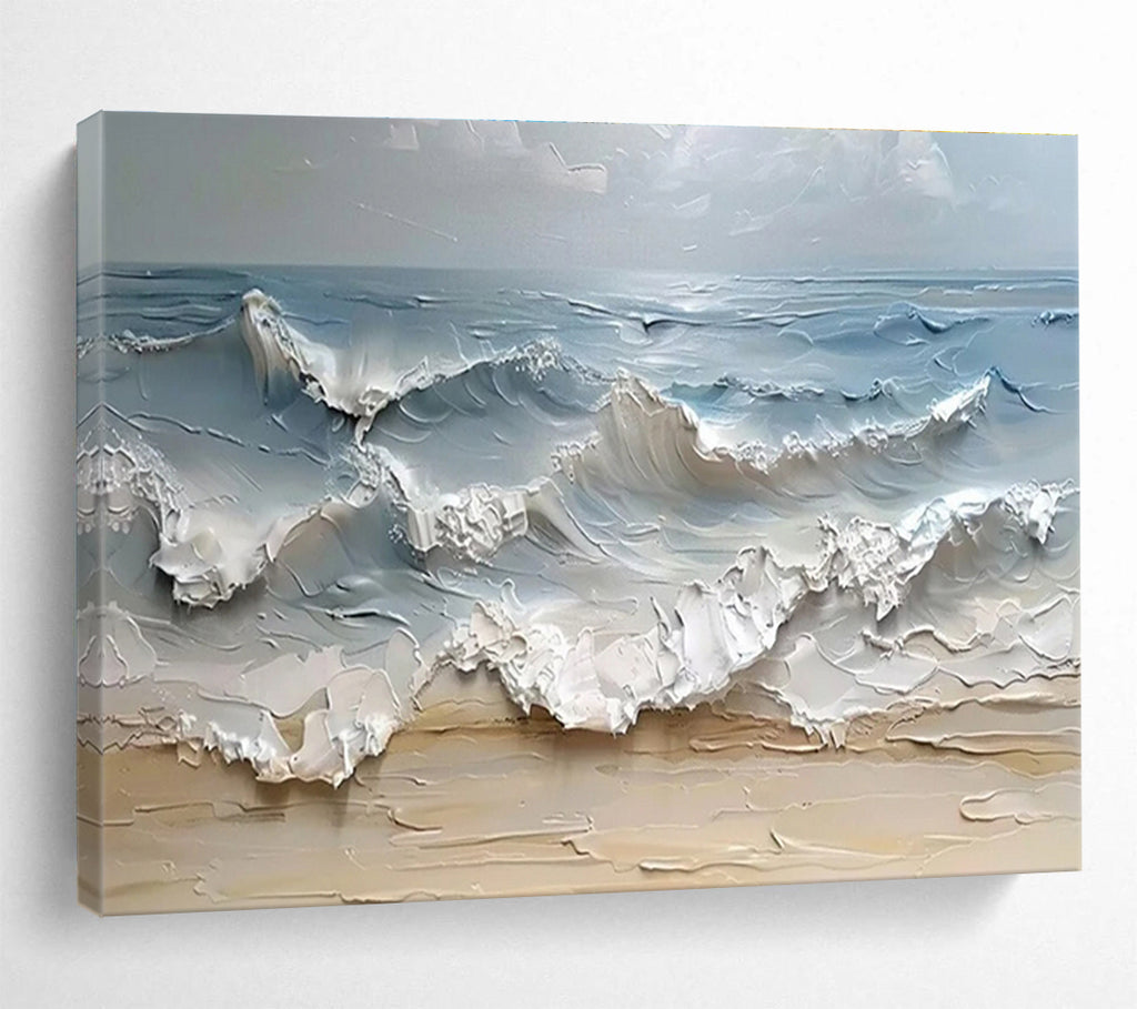 “3D - like Sea Waves” - Impasto Oil Painting On Canvas DKS796