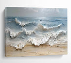 “3D - like Sea Waves” - Impasto Oil Painting On Canvas DKS796