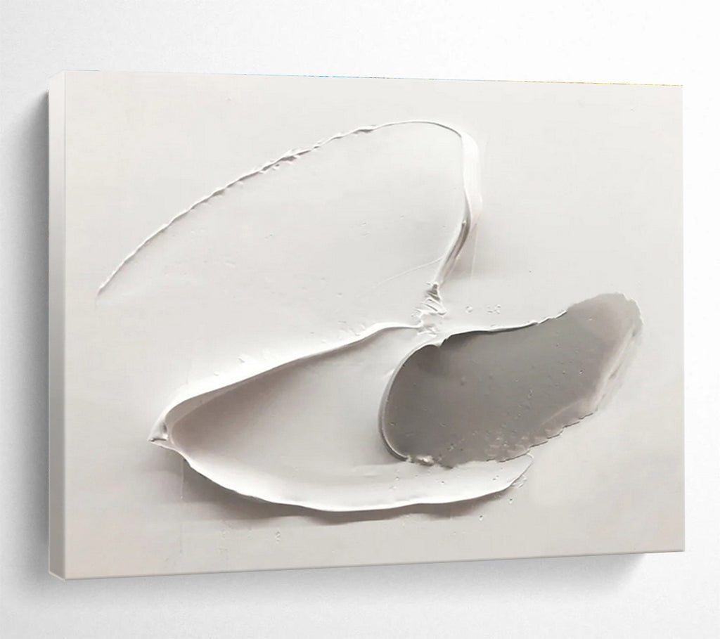 “White - Gray Sculpted Forms” - Textured Oil Painting on Canvas DKS912