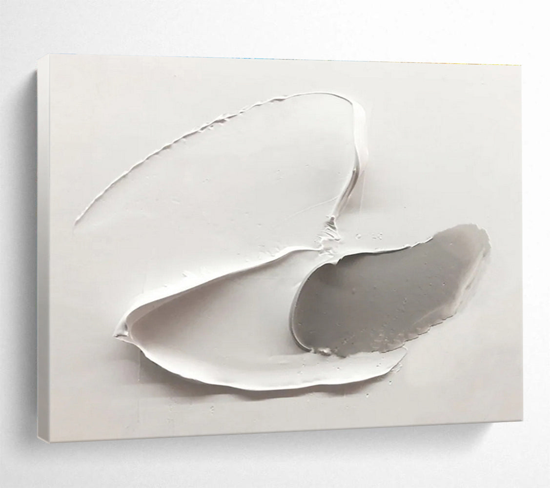 “White - Gray Sculpted Forms” - Textured Oil Painting on Canvas DKS912