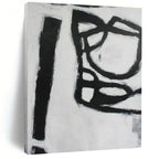 Black, White with Bold Strokes "Minimalist Roar" Abstract Painting On Canvas PS1415