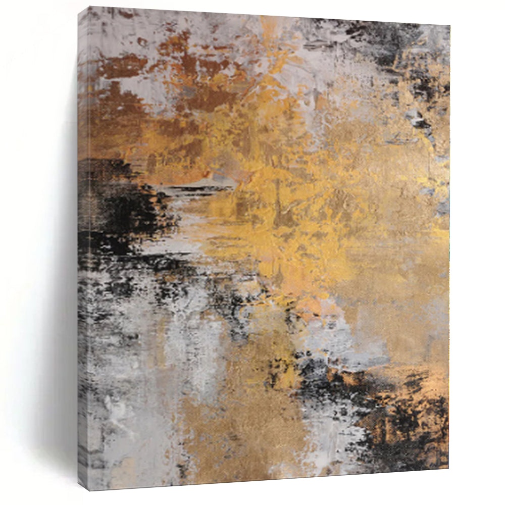 “Gilded Gray Abstract” - Abstract Impasto Painting On Canvas PS0014