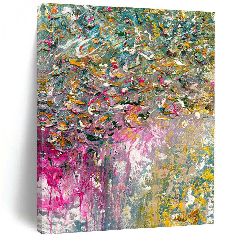 Colorful Impasto Carnival - Thick Paint Multicolor Abstract Painting On Canvas PS1228