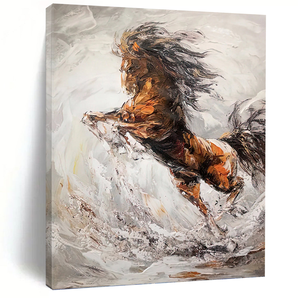 “Dynamic Horse in Motion” - Impressionist - Inspired Animal Painting On Canvas PT1431