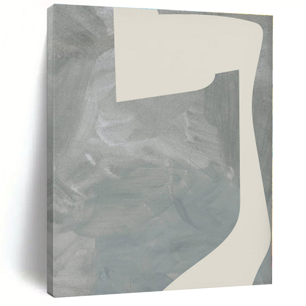 “Gray - White Abstract Forms” - Gray, White Minimalist Abstract Painting On Canvas PS0437