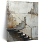 “Grey - Brown Abstract Industrial Stairs” - Realistic Abstract Painting On Canvas PS0339