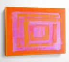 Pink and Orange Geometric Layers - Color Field Abstract Painting On Canvas DKS368