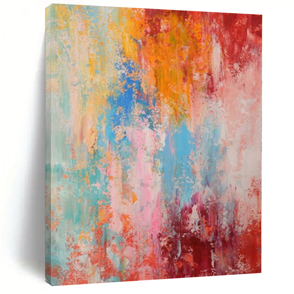 “Rainbow - Toned Abstract Burst” - Abstract Expressionist Painting On Canvas PS0030