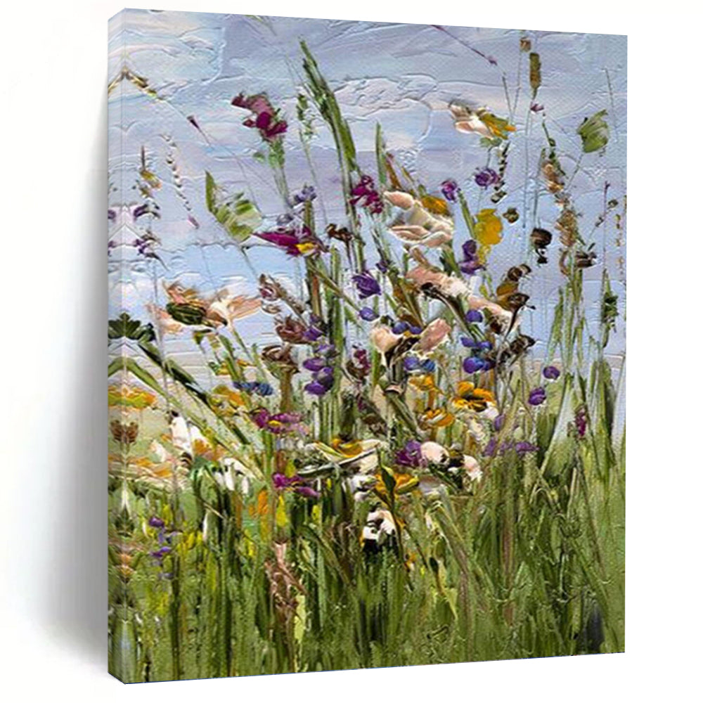 “Colorful Wildflowers: Impasto Floral Painting” - Vibrant Botanical Art On Canvas PT0947